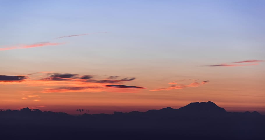 clouds above mountain during golden hour, sunset, united states HD wallpaper
