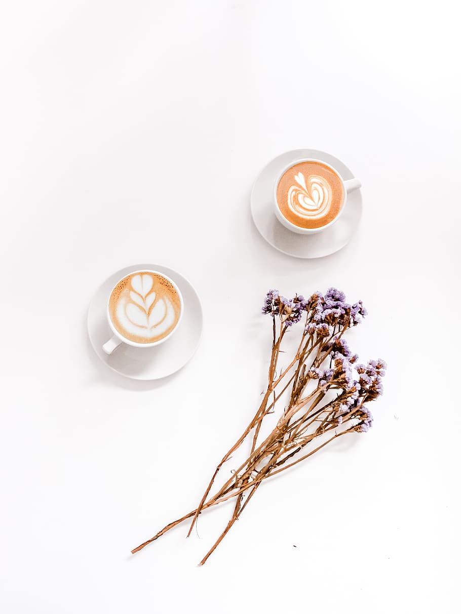 white ceramic mugs, drink, food and drink, refreshment, cappuccino HD wallpaper