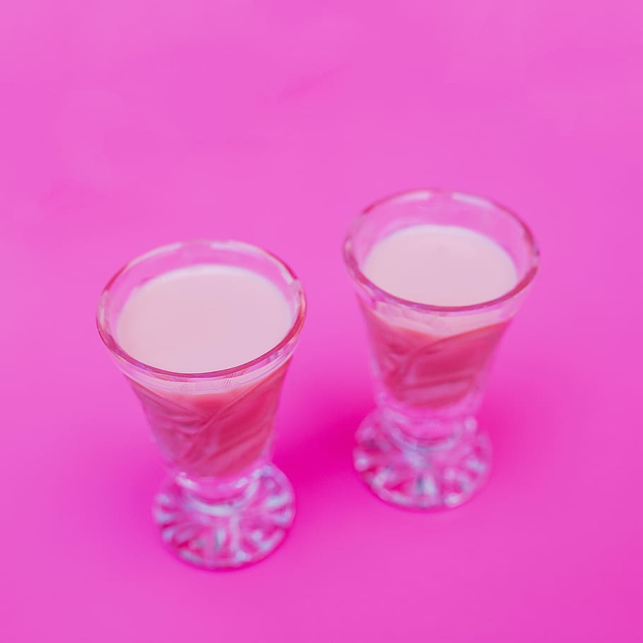 pink, drinks, shots, alcohol, liquor, pink color, colored background HD wallpaper