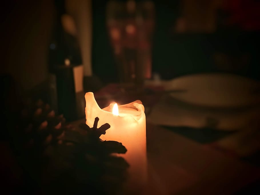 candle, fire, flame, light, calm, stillleben, lighting, silhouette HD wallpaper