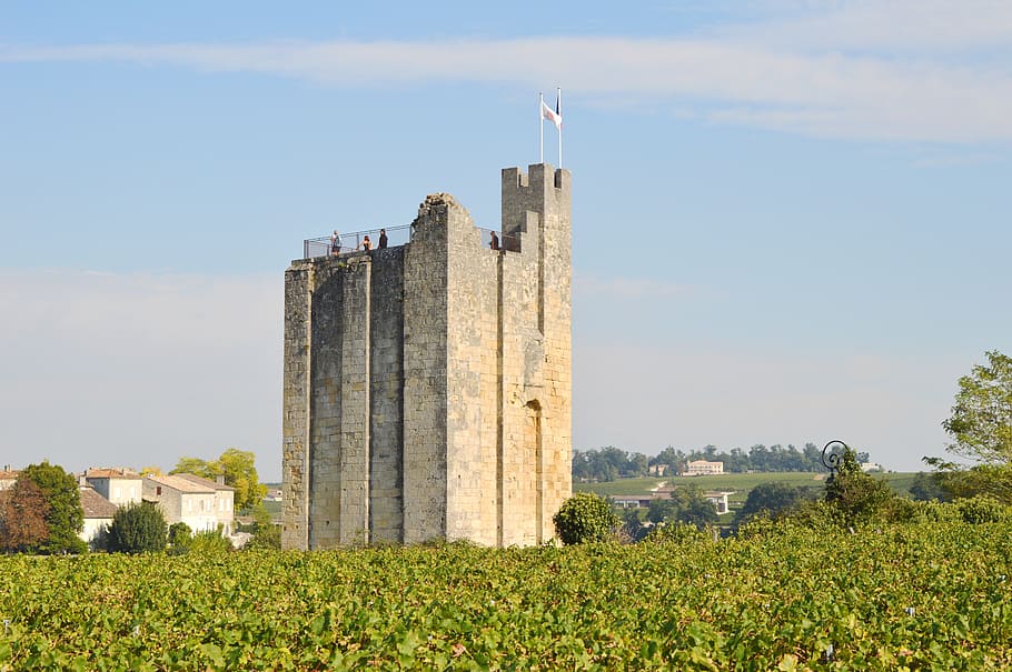 architecture, saint-emilion, castle, wine, sky, built structure HD wallpaper