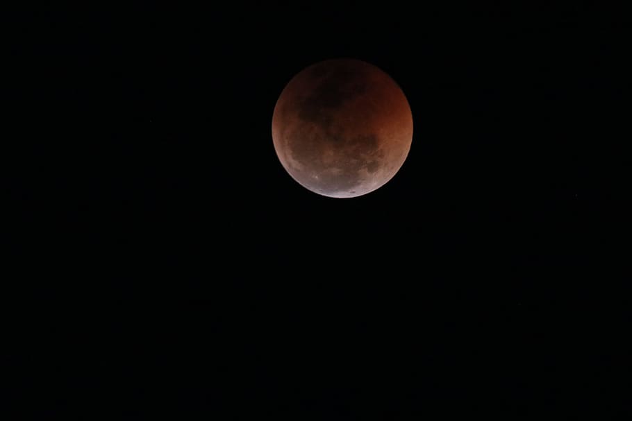 red moon, sky, dark, light, night, evening, blood moon, eclipse HD wallpaper