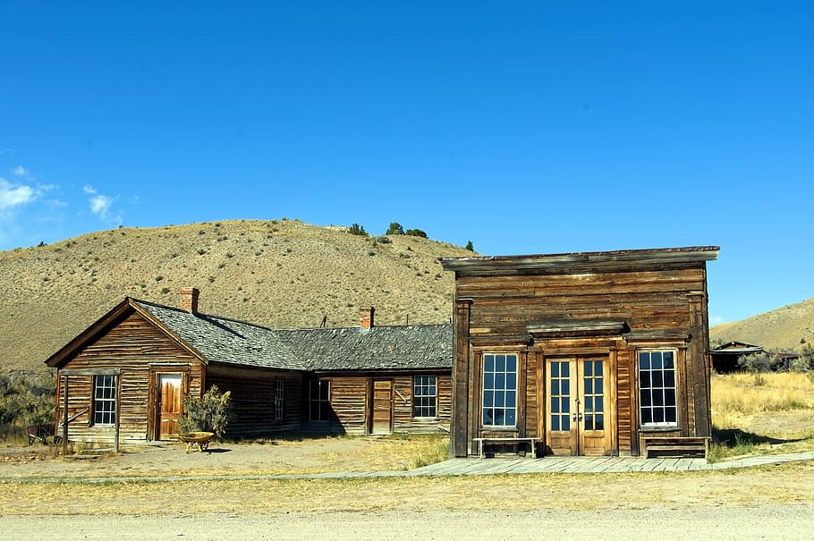 assay office in bannack, montana, ghost town, old west, summer