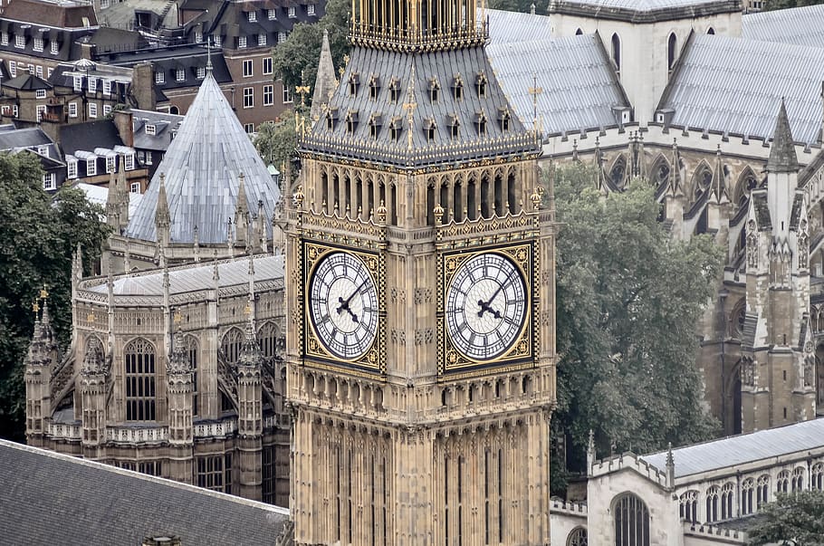 beige and gray clock tower during daytime, building, architecture, HD wallpaper