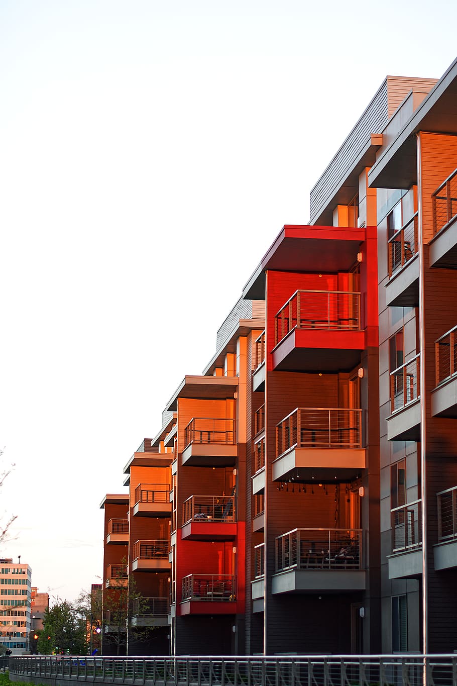 Red And White Concrete Building, City, Building, Lights, Night HD