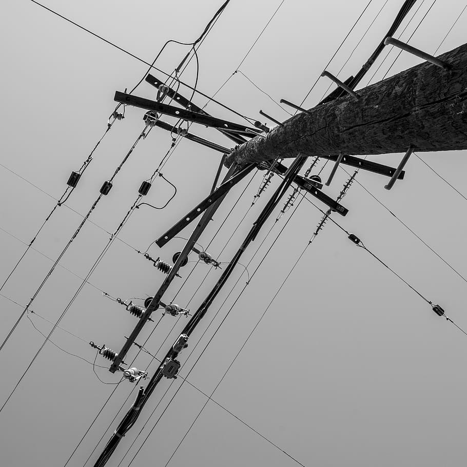 united states, orange county, telephone wire, power lines, telephone pole, HD wallpaper