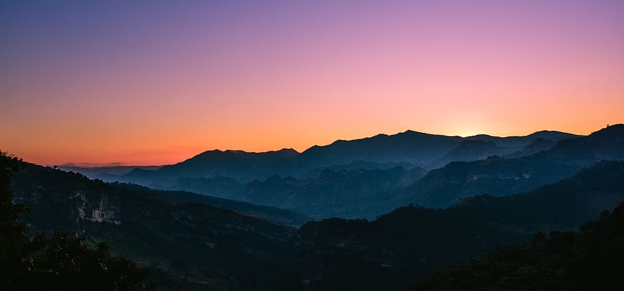 mountain during golden hour, outdoors, nature, dusk, sunset, sunrise HD wallpaper