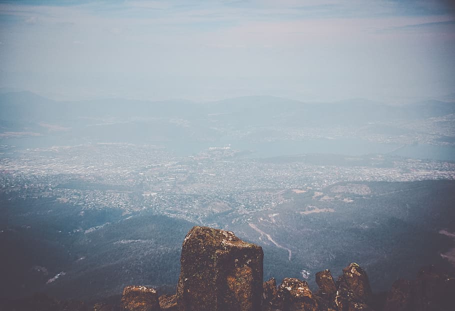 black mountain peak, landscape, nature, outdoors, scenery, aerial view HD wallpaper
