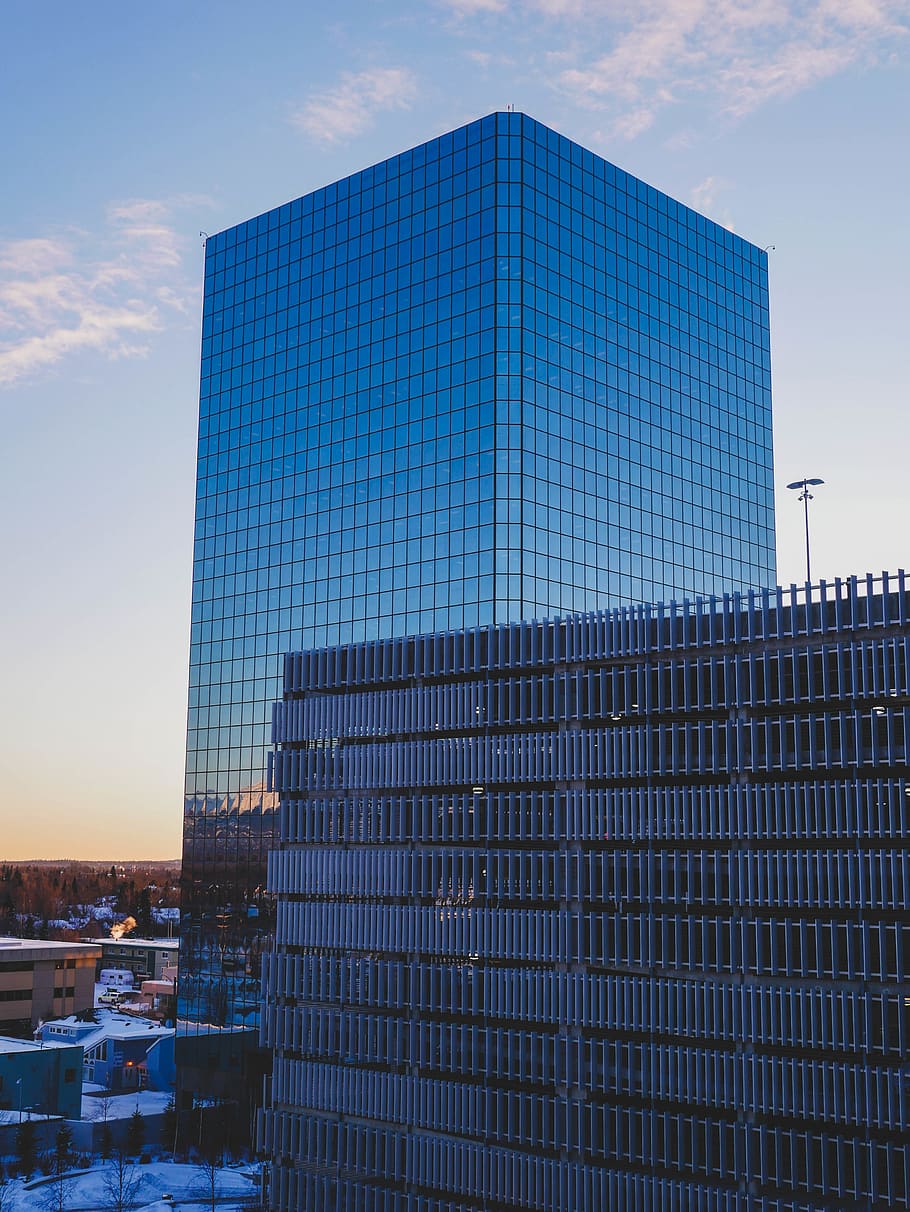 glass window building, office building, town, urban, city, high rise HD wallpaper