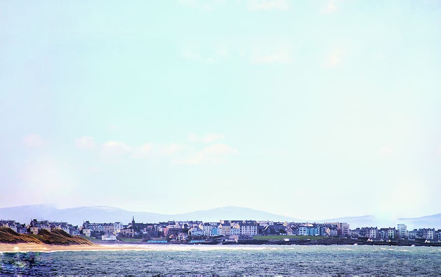 united kingdom, portrush, architecture, sky, water, building exterior HD wallpaper