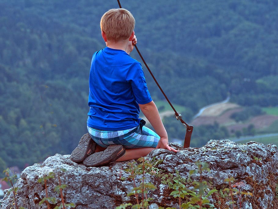 summit, mountain, child, plateau, rock, abyss, summit cross HD wallpaper