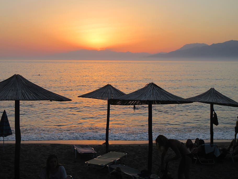 beach, sea, sunset, vacations, coast, summer, mediterranean HD wallpaper