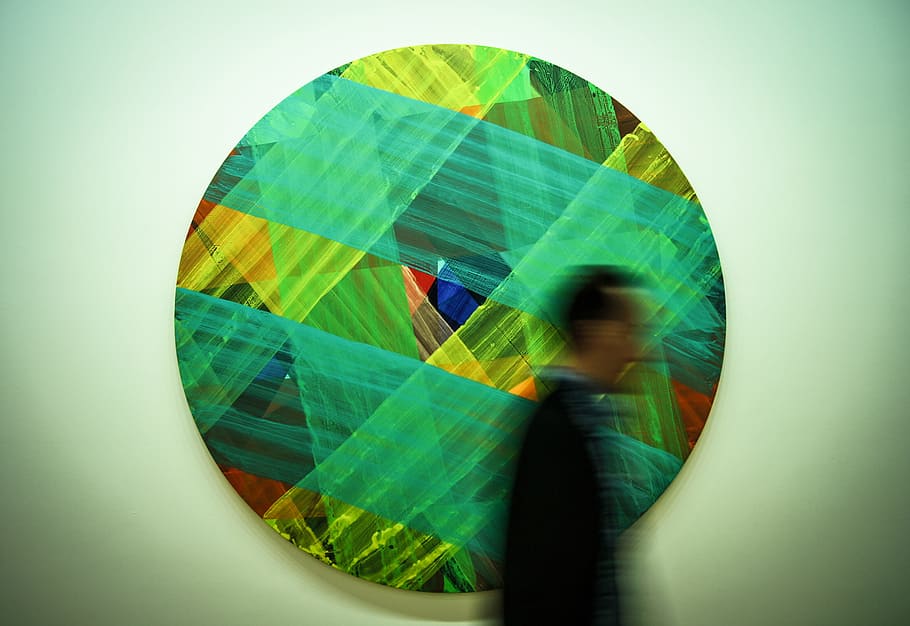 Man Passing by Multicolored Art, abstract, ball-shaped, blur HD wallpaper