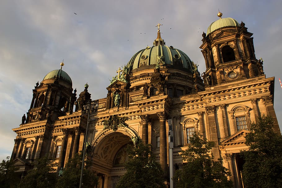 germany, berlin, sunset, cathedral, dom, building exterior HD wallpaper