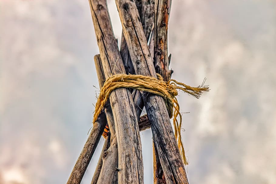 tipi, wood, bundle, connected, roof, architecture, tent, frame HD wallpaper