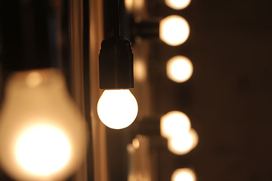 Selective Focus Photography of Bulb, blur, bright, cozy, electricity HD wallpaper