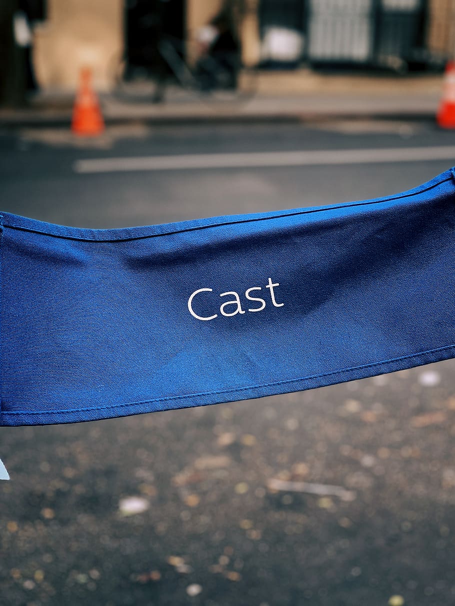 blue Cast-printed garment, cone, chair, film, outdoors, theatre