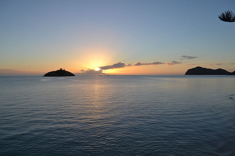 HD wallpaper: lord howe island, ocean, sunset, calm waters, evening ...