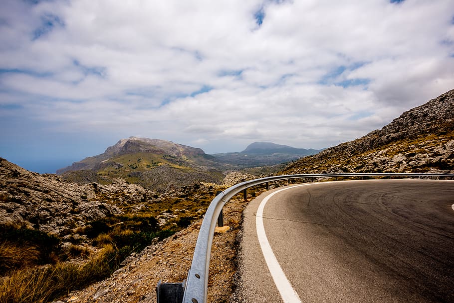ocean, mountain, street, sky, cloud - sky, road, the way forward HD wallpaper