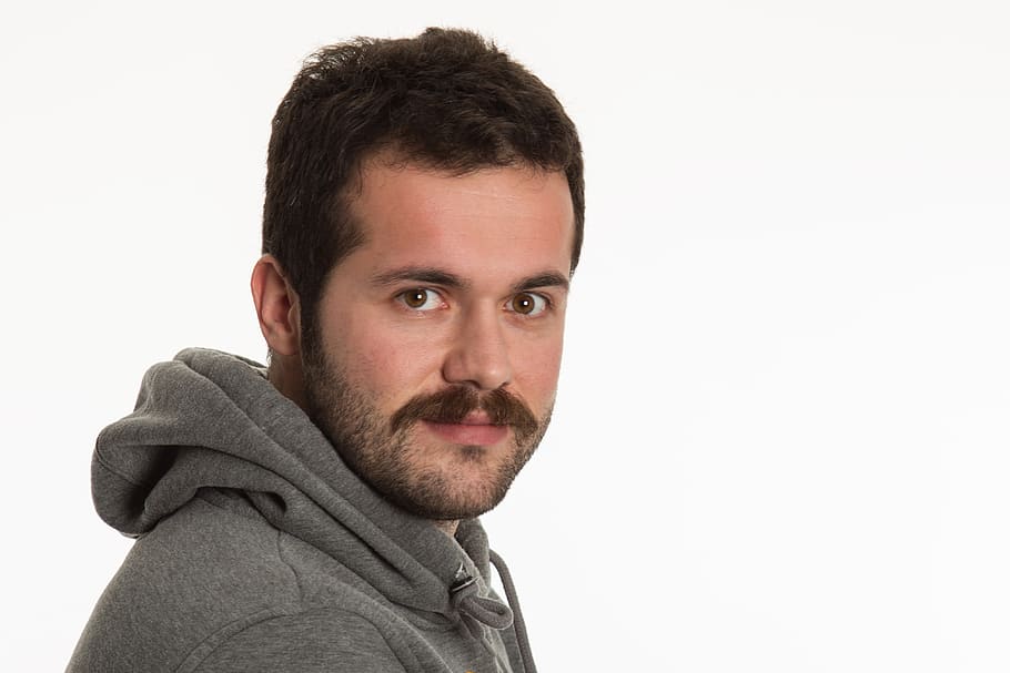 portrait, male, pose, beard, mustache, young, natural, eyes HD wallpaper