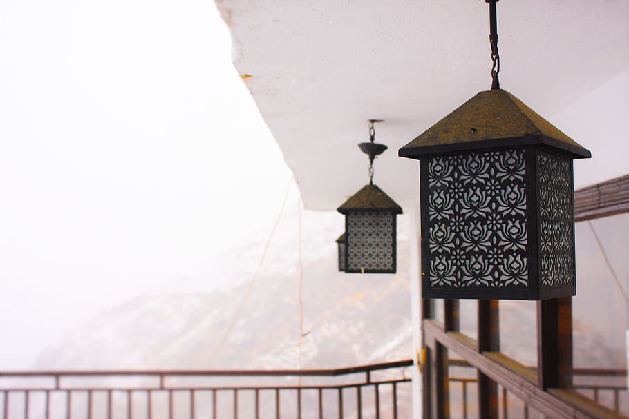 railing, hunza, pakistan, nature, lamp, bird feeder, porch, HD wallpaper