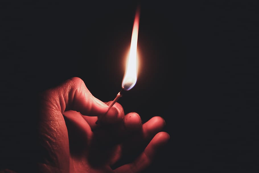 flame, fire, hand, match, beautiful, hot, burning, close up HD wallpaper