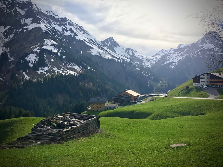 austria, warth, mountain, architecture, built structure, building HD wallpaper