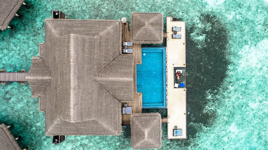 Aerial Photo of Brown Concrete House, aerial photography, beach, HD wallpaper