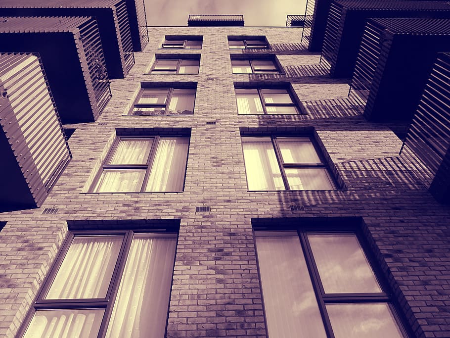 Low Angle Photography of Building, architecture, balconies, brick wall HD wallpaper