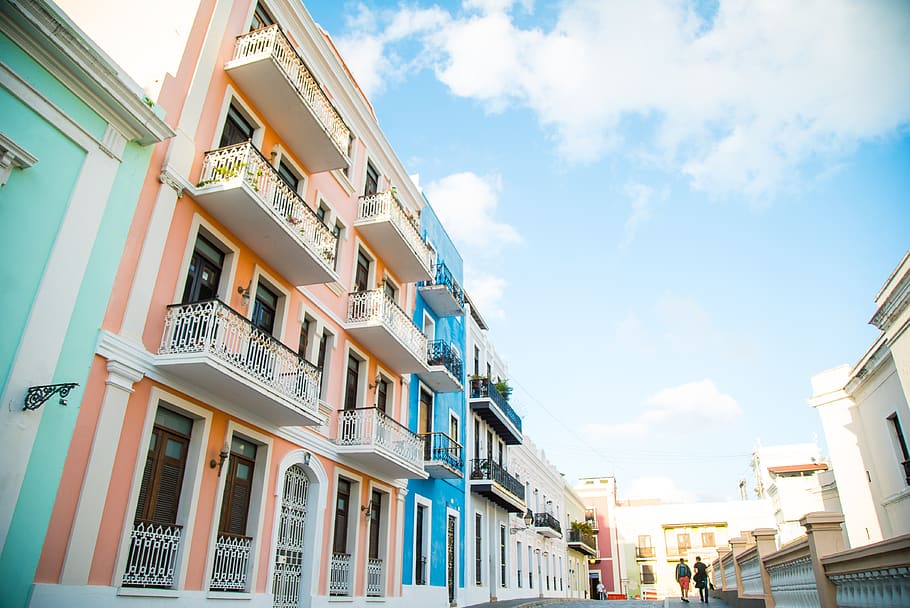 san juan, puerto rico, old san juan, colorful, pink, orange, HD wallpaper