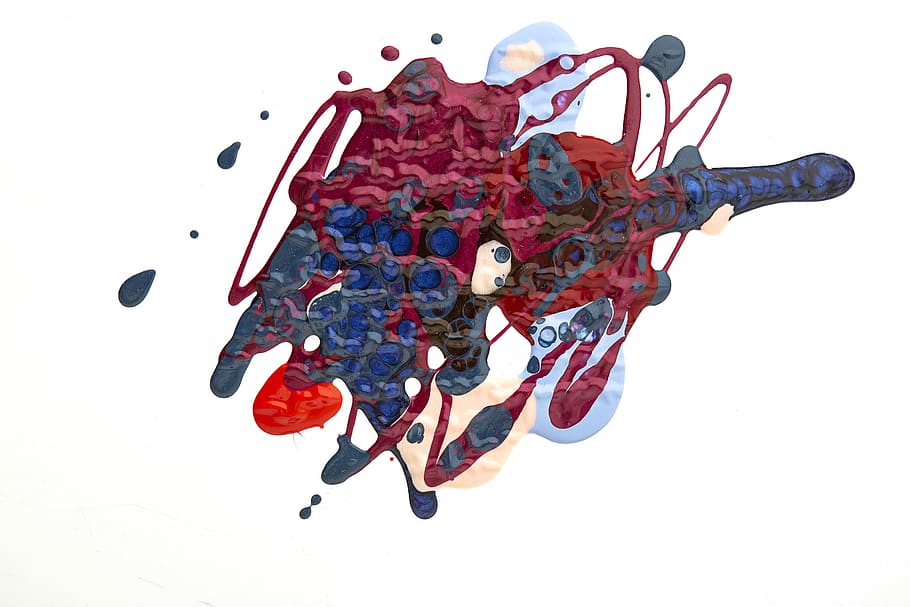 paint, pattern, art, stain, texture, colors, red, blue, white HD wallpaper
