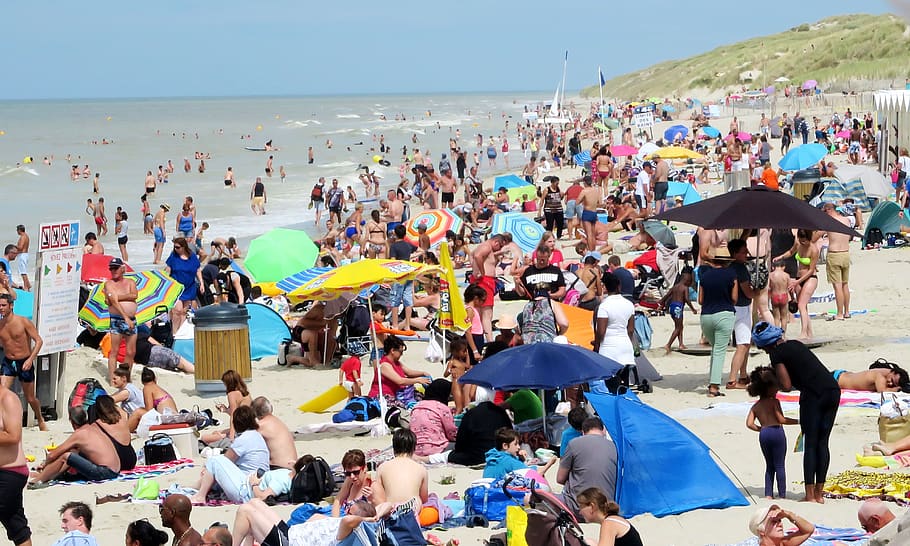 beach, summer, world, shore, holiday, sea, crowd, group of people HD wallpaper