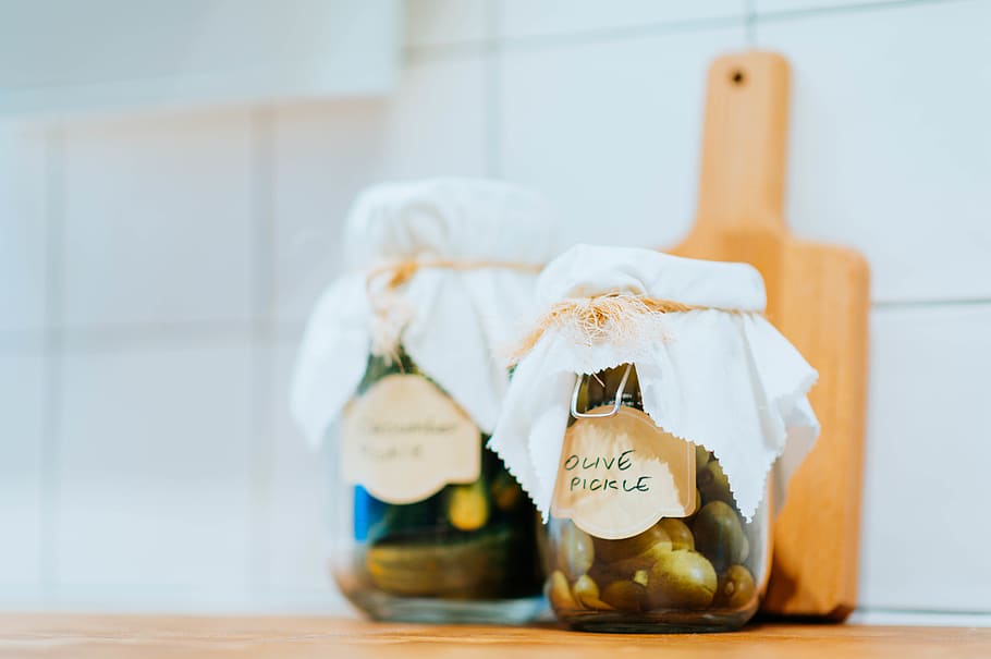 olive pickle jar, food, relish, plant, creme, ice cream, dessert HD wallpaper