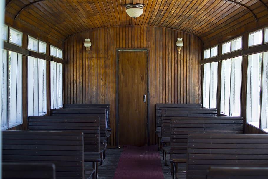 train, depth, old, railway, seats, travel, wagon, indoors, architecture HD wallpaper