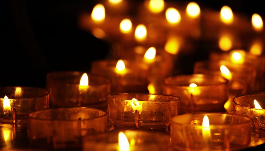 tea lights, candles, candlelight, faith, religion, christianity, HD wallpaper