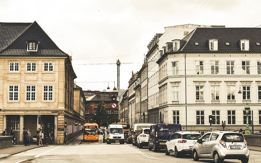denmark, copenhagen, building exterior, car, motor vehicle HD wallpaper