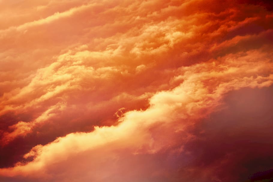 white clouds, sky, sunset, orange, sunset sky, sunset light, golden hour HD wallpaper