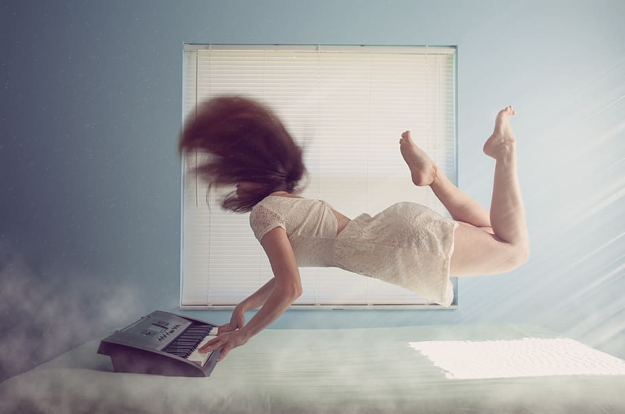 passion, magic, floating, fog, piano, keyboard, levitating HD wallpaper