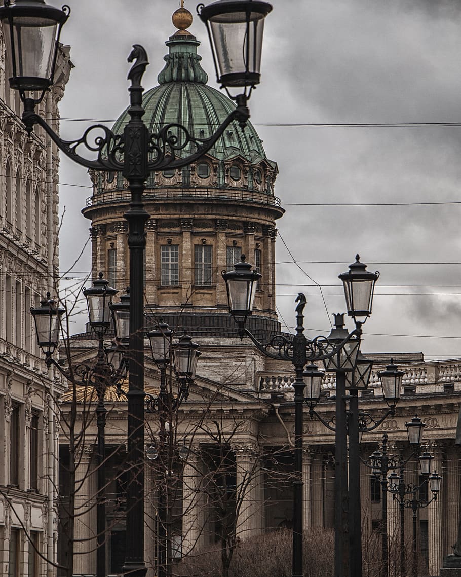 architecture, building, tower, lamp post, spire, steeple, clock tower HD wallpaper
