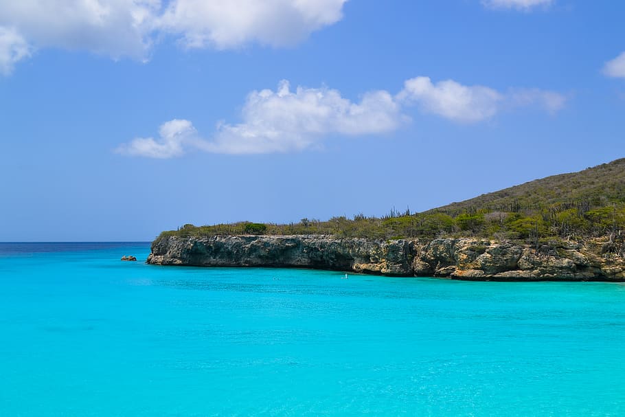 curaçao, ocean, blue, sea, seashore, coast, coastal, caribbean, HD wallpaper