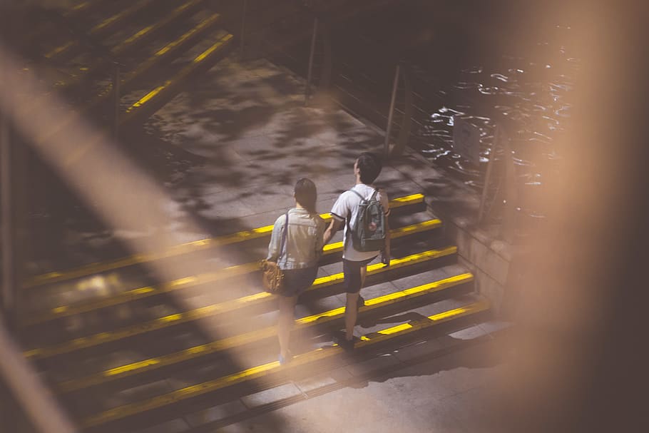 couple, walk, steps, working, occupation, safety, protection, HD wallpaper