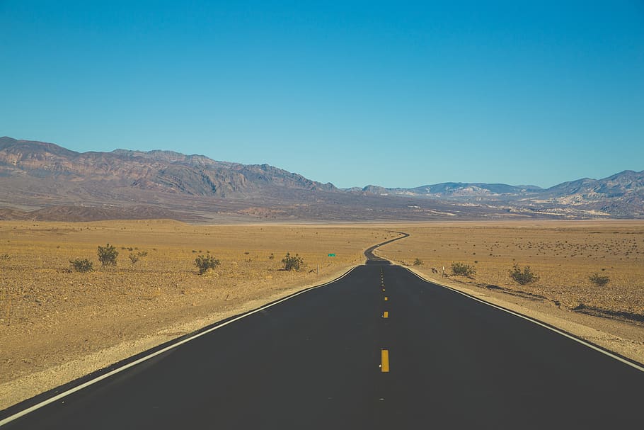road, dessert, path, mountains, sand, plants, lane, sky, adventure HD wallpaper