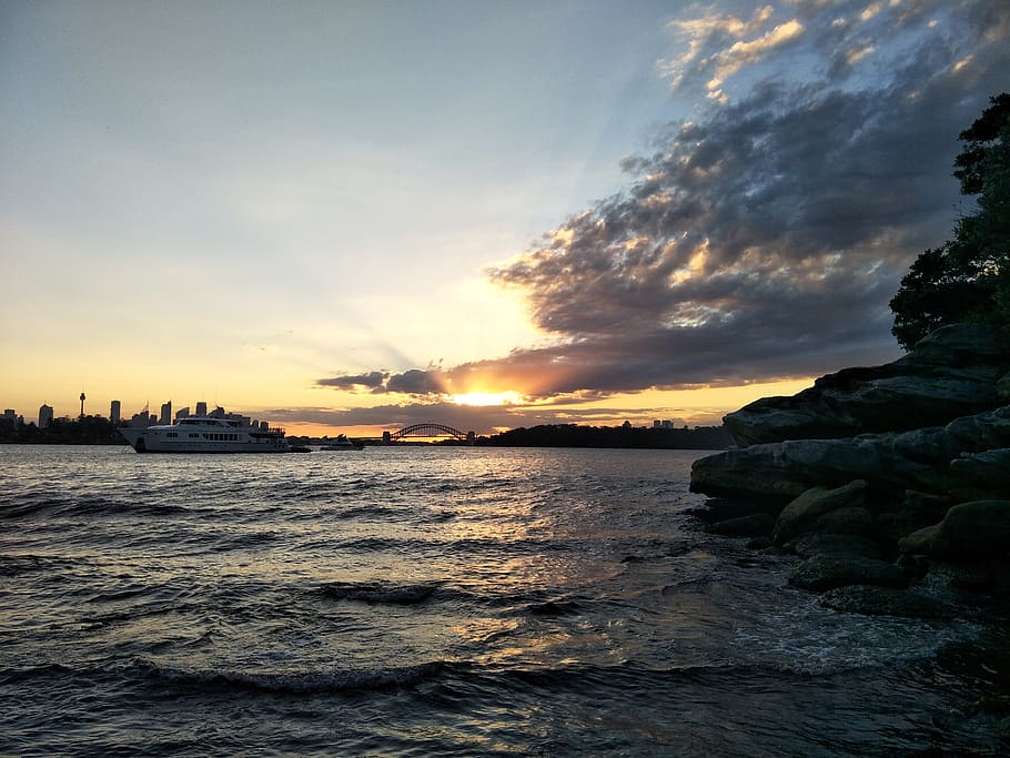 australia, sydney, water, sky, sea, sunset, cloud - sky, scenics - nature HD wallpaper