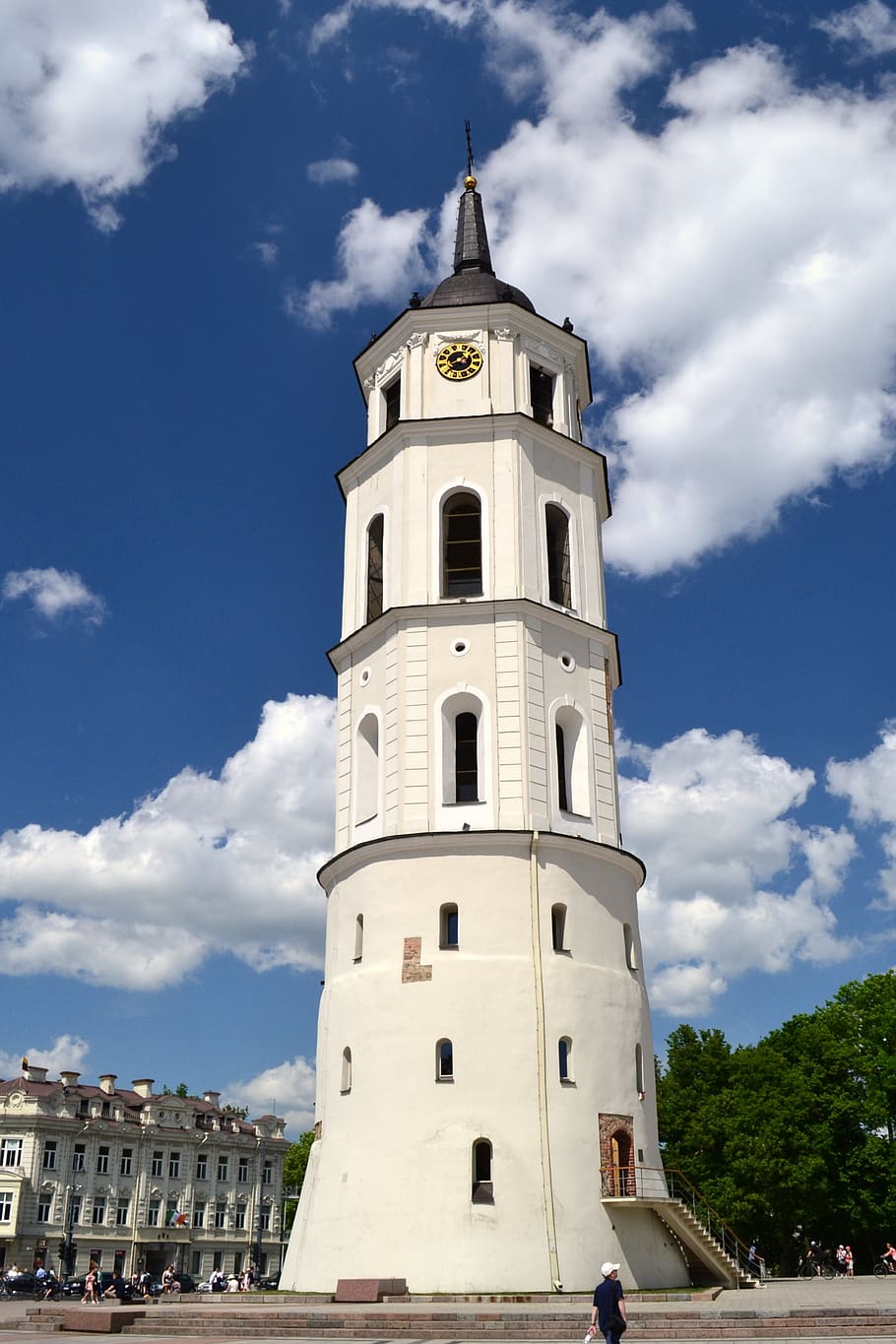 sky, clouds, tower, monument, architecture, summer, blue, white HD wallpaper
