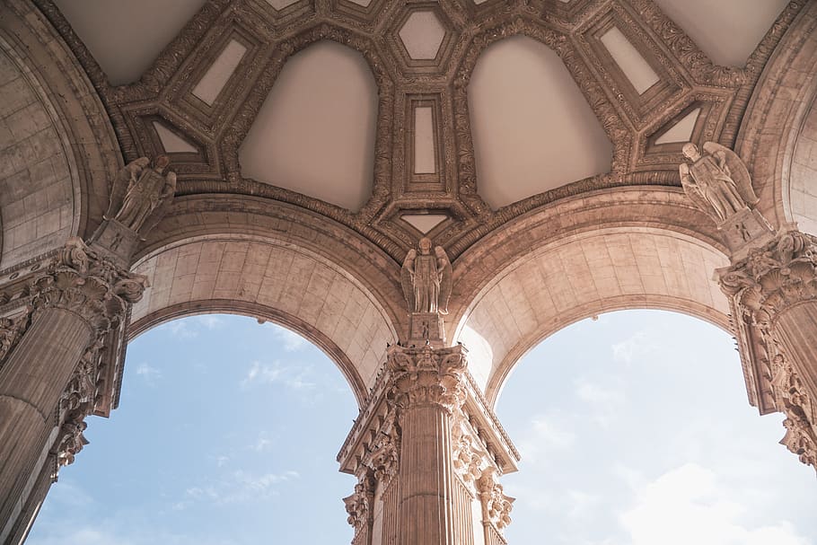 beige painted arch, sanfrancisco, palace, gothic, architecture HD wallpaper