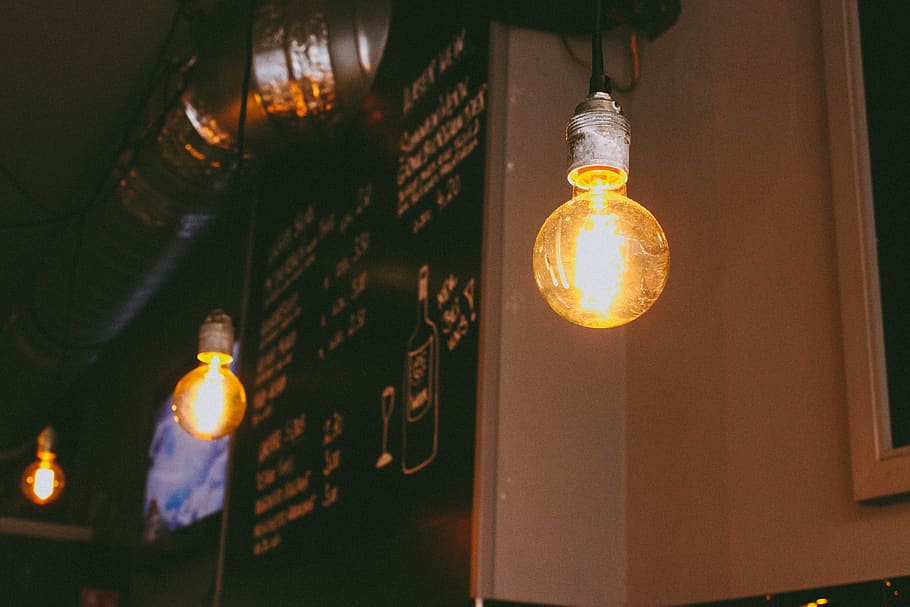 interior, lighting, bulb, menu, restaurant, industrial, lamp HD wallpaper