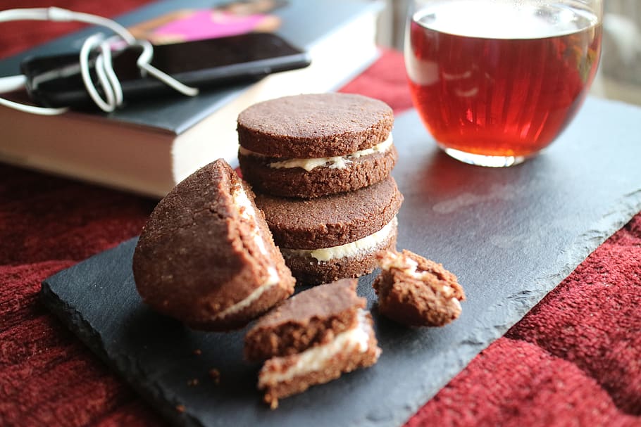 Chocolate Cookies, coffee, delicious, drink, homemade, macarons HD wallpaper