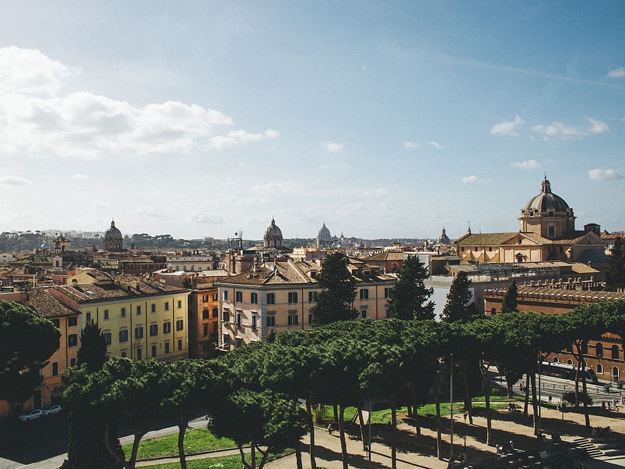 lanscape, sky, trees, architecture, vacation, rome, roma, italy HD wallpaper