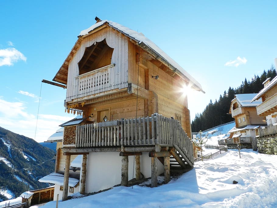 Brown House , architecture, austria, building, cabin, chalet HD wallpaper