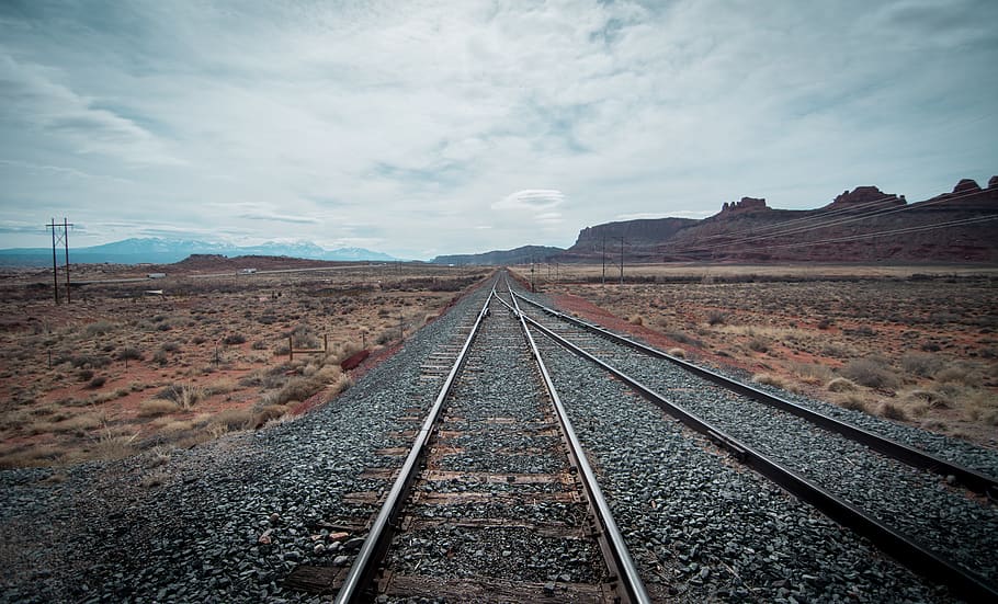 empty railway, railroad track, rail transportation, sky, the way forward HD wallpaper